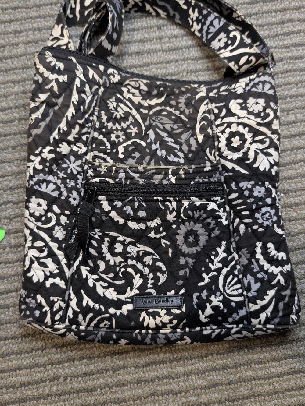 Vera Bradley Black and White Quilted Floral Shoulder Bag